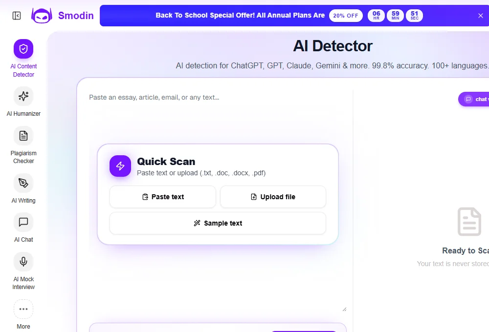 Smodin AI Content Detector 截图