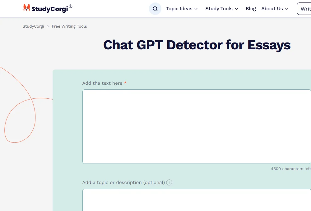 StudyCorgi ChatGPT Detector 截图