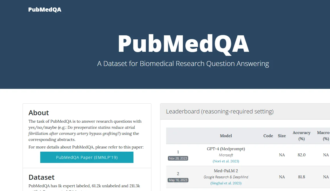 PubMedQA 截图